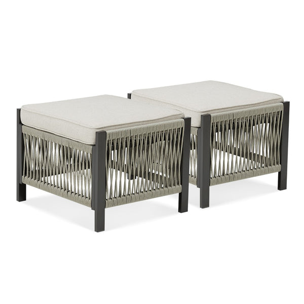 English Elm Outdoor Pe Wicker Patio Ottoman Set of 2 with Cushions for Deck or Backyard T3773P419405