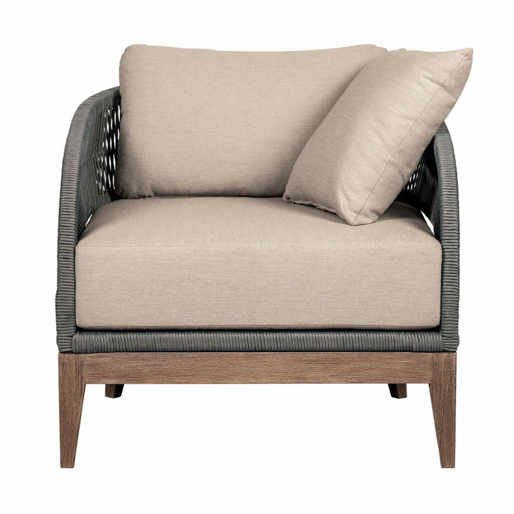 English Elm Orbit Outdoor Lounge Chair Eucalyptus Hardwood Woven Rope Resort Patio Seating B2736P464823