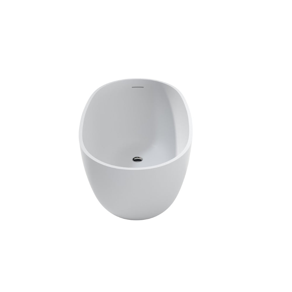 English Elm 51" Matte White Stone Resin Freestanding Soaking Tub with Built-in Acrylic Shelf T3785P490209