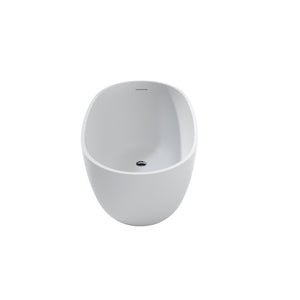 English Elm 51" Matte White Stone Resin Freestanding Soaking Tub with Built-in Acrylic Shelf T3785P490209