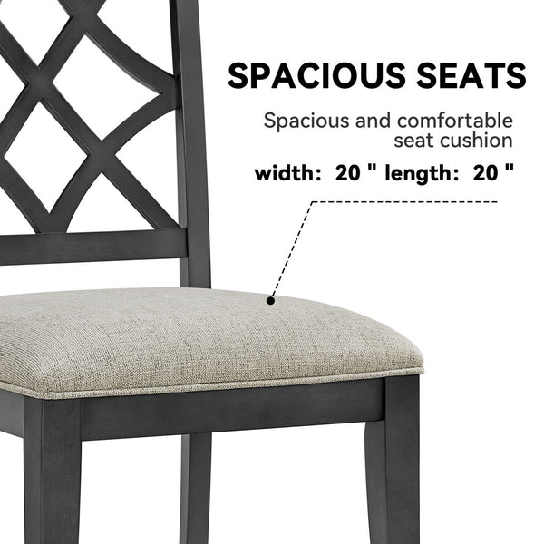 English Elm Wooden Frame Upholstered Dining Chairs Set Of 2 - Retro Mid-Century Style For Kitchen & Living Room W2582P205386-GIGA