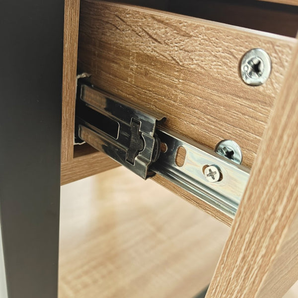 English Elm Set Of 2 Modern End Tables With Drawer - Industrial Style Nightstands For Stylish Storage & Decor W241P246921-GIGA