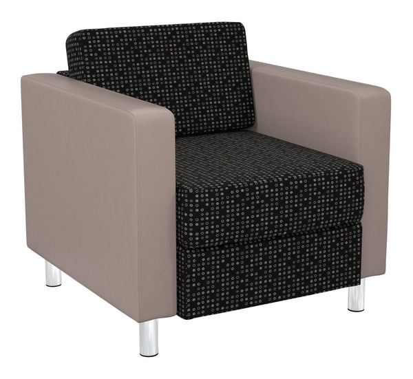 OSP Home Furnishings Pacific Vinyl Club Armchair with Chrome Legs for Modern Living Room Lounge Seating Onyx Stratus PAC51-K101/R103