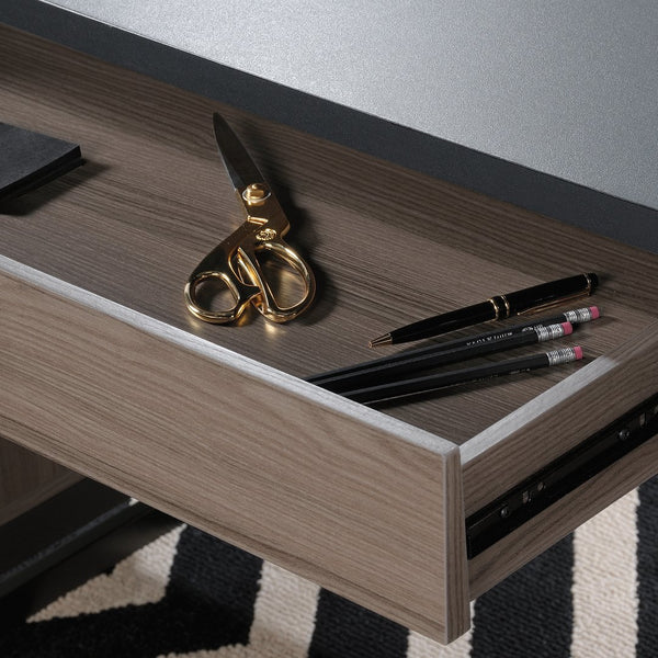 English Elm Executive Desk - Modern Brown Finish With Ample Workspace, Smart Storage & Durable Metal Base B356P402792