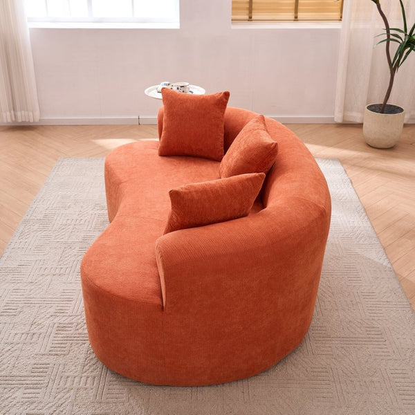 English Elm Crescent-shaped Cloud Sofa Three Seat Low Profile Chenille Living Room Curved Couch Orange W2012P375738