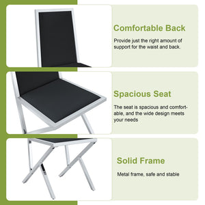 English Elm Table and Chair Set 10 Seat Tempered Glass Dining with Silver Metal Frames Black+Silver W1151S04769