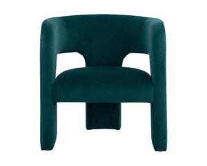 Sunpan Isidore Lounge Chair - Contemporary Comfort with Curved Backrest and Chic Boucle Fabric Design Meg Teal