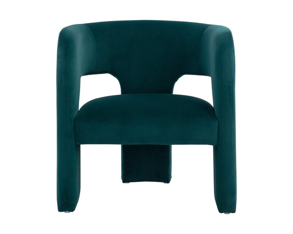 Sunpan Isidore Lounge Chair - Contemporary Comfort with Curved Backrest and Chic Boucle Fabric Design Meg Teal
