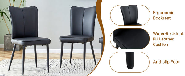 English Elm Table And Chair Set - Modern Extendable Mdf Dining Table With 4 Stylish Black Pu Chairs For Gatherings W1151S04145-GIGA