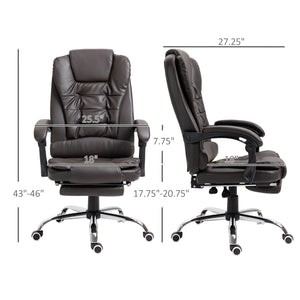 English Elm HOMCOM Ergonomic High Back Executive Office Chair with Recline, Retractable Footrest & Lumbar Support Coffee W2225P200603