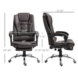 English Elm Homcom High Back Ergonomic Executive Office Chair, Pu Leather Computer Chair With Retractable Footrest, Lumbar Support, Padded Headrest and Armrest, Coffee