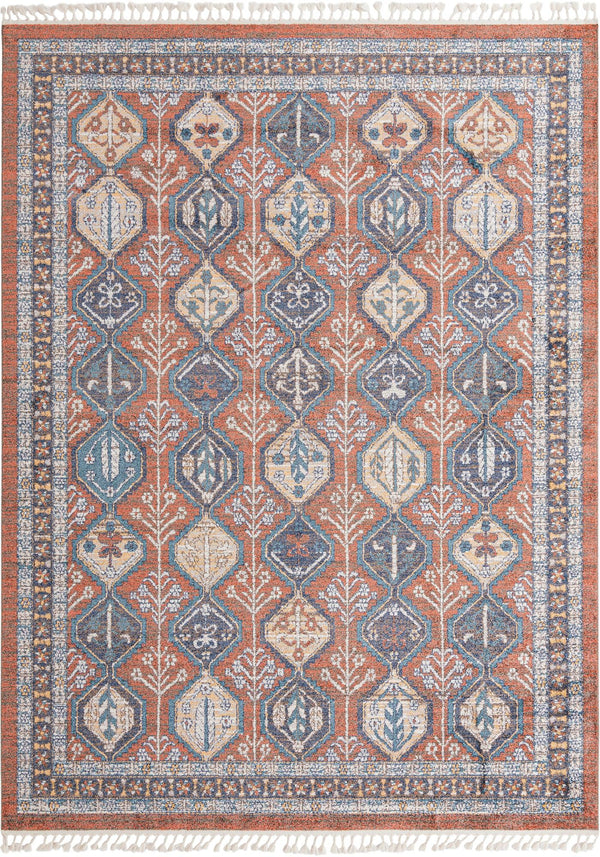 Unique Loom Aramis Conner Machine Made Tribal Rug Rust Red, Blue/Brown/Ivory/Light Blue/Orange/Navy Blue 9' 0" x 12' 2"