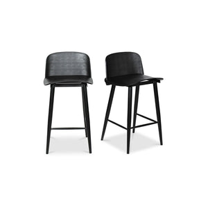 English Elm Looey Modern Counter Stools Steel Frame Low Back Indoor Outdoor Set of Two B2769P498423