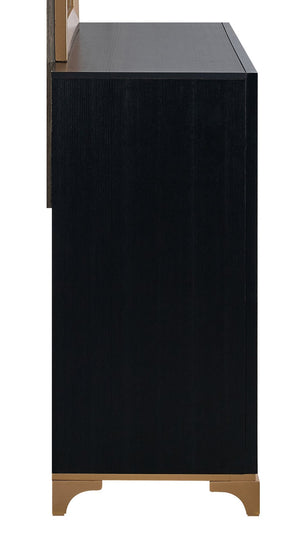 English Elm Kramer Six Drawer Dresser Black Laminate Body with Bold Gold Hardware and Base B078P497918