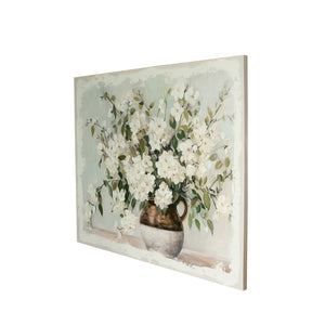 English Elm 59.1x47.2" Large White Blossom Canvas Print in Pine Frame — Romantic Floral Wall Art for Living Room Decor W2078P390177