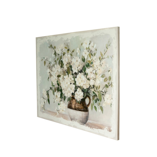 English Elm 59.1x47.2" Large White Blossom Canvas Print in Pine Frame — Romantic Floral Wall Art for Living Room Decor W2078P390177