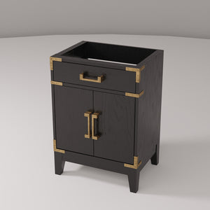 English Elm Black Oak Single Bath Vanity - 24" W X 18" D, Fully Assembled, Soft-Close Doors, Space-Saving Design B2731P260890
