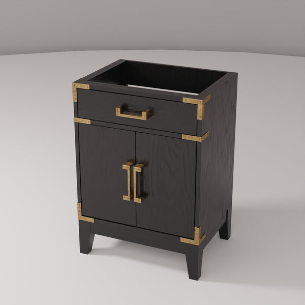 English Elm Black Oak Single Bath Vanity - 24" W X 18" D, Fully Assembled, Soft-Close Doors, Space-Saving Design B2731P260890