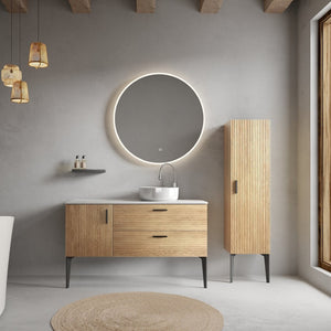 English Elm Grace Floating Walnut Vanity with Solid Surface Sink and Soft Close Storage Drawers W1865S00205