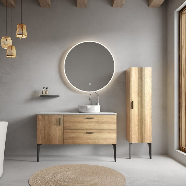 English Elm Grace Floating Walnut Vanity with Solid Surface Sink and Soft Close Storage Drawers W1865S00205
