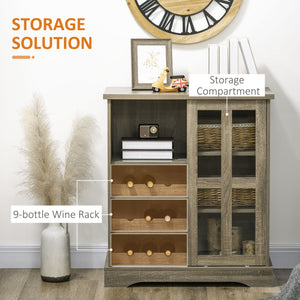 English Elm Homcom 36" Stylish Buffet Cabinet With Sliding Glass Door, Wine Storage & Modern Design For Home Use W2225P217397