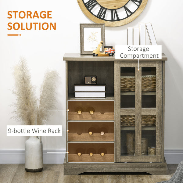 English Elm Homcom 36" Stylish Buffet Cabinet With Sliding Glass Door, Wine Storage & Modern Design For Home Use W2225P217397