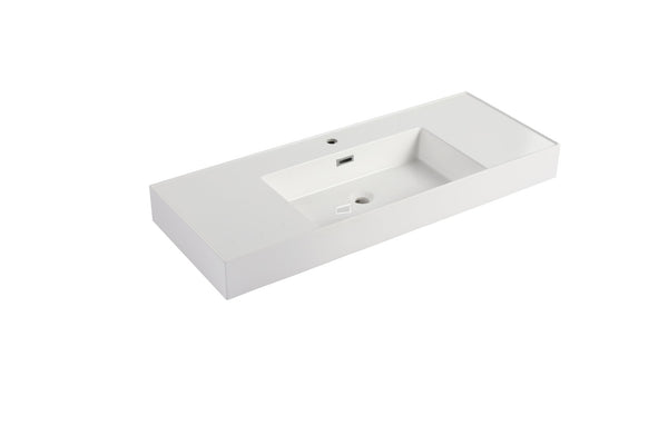 English Elm 48'' Resin Bathroom Vessel Sink Sculptural Top Mount Basin for Modern Spa Vanity W99970322