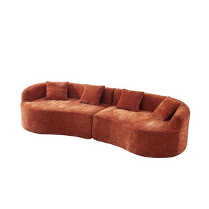 English Elm 111" L Shaped Cloud Sofa Plush Chenille Upholstered High Density Foam Apartment Living Room Orange W1669S00054