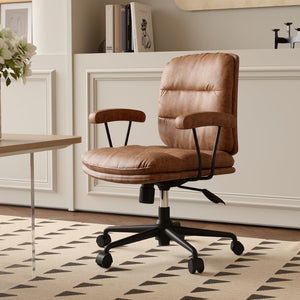 English Elm Brown Ergonomic Office Chair with Reclining Backrest Lumbar Support and Adjustable Arms W5382P440943