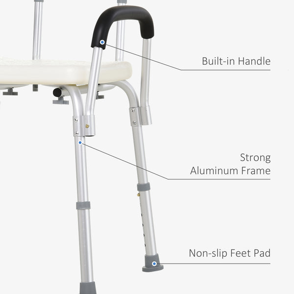 English Elm HOMCOM Adjustable Shower Chair with Removable Armrests, Lightweight Aluminum Bath Bench, Anti-Slip Seat W2225P173932