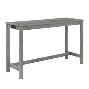 English Elm 59 Inch Bar Table with Built-In Power Outlet and 3 Upholstered Stools, Sturdy MDF & Solid Wood Design for Kitchen Dining Living Room Grey W2972P277848