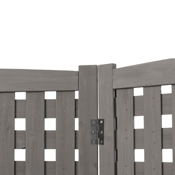 English Elm 3-panel Outdoor Slatted Wood Enclosure Screen for Ac Units Patios and Garden Areas Grey W2640P290523