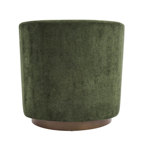 English Elm Halo Velvet Barrel Swivel Accent Chair with Bentwood Ring Base for Living Rooms Olive Green,Walnut N776P378583G
