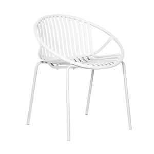 English Elm Christopher Knight Home® - Patio Ergonomic Stackable Dining Chairs with Breathable Cutout Backs, Metal Legs, 300lb Capacity White N768P192555W