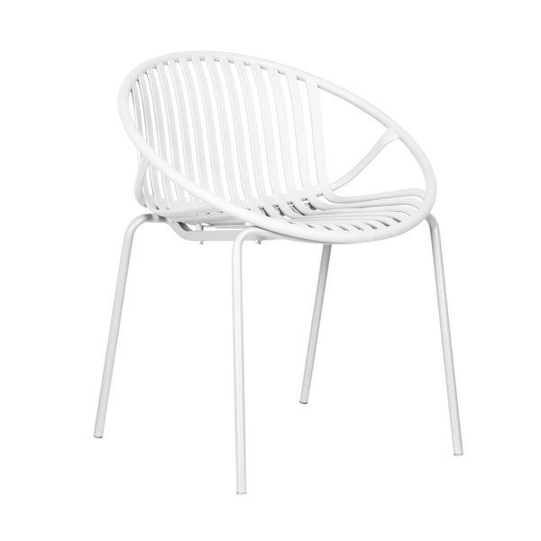 English Elm Christopher Knight Home® - Patio Ergonomic Stackable Dining Chairs with Breathable Cutout Backs, Metal Legs, 300lb Capacity White N768P192555W
