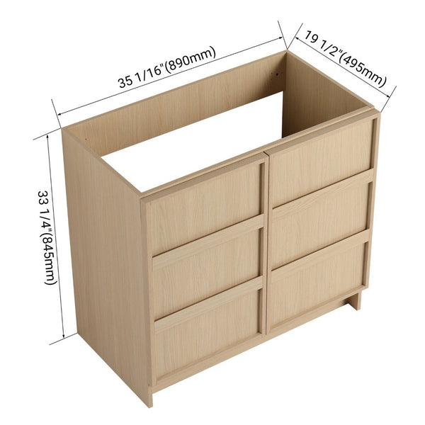 English Elm 36" Freestanding Bathroom Vanity Plywood Base Soft-close Doors Dune Oak Finish W999P392894