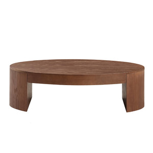English Elm Modern Oval Mdf Coffee Table with Drawer Natural Matte Finish for Living Rooms Walnut W2085P399021