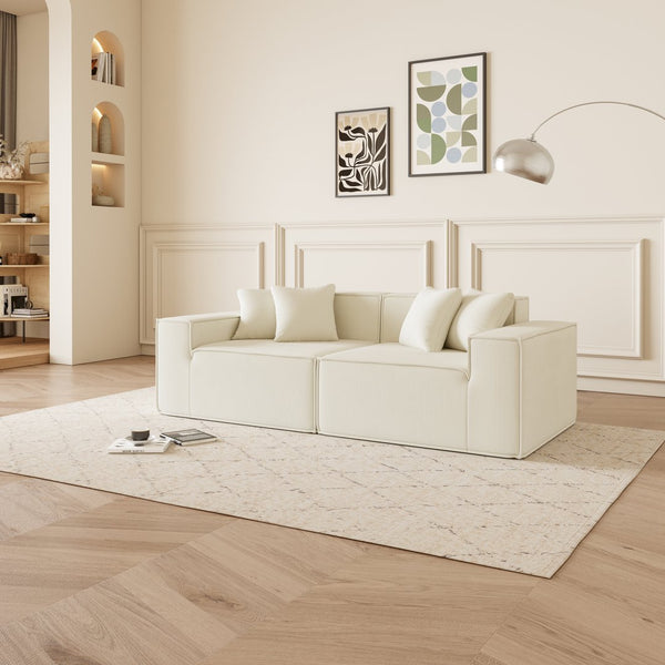 English Elm Versatile Modular Loveseat Sofa with Deep-Seated Foam Comfort, Corduroy Upholstery, Compact Sectional for Apartments Beige W1765S00110