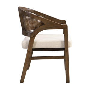 English Elm Christopher Knight Home® - 7PCS Mid-Century Modern 7-Piece Dining Set with Sculptural Pillar Table and Ergonomic Rattan Chairs Beige,Walnut N771P256965T_N771P195513T