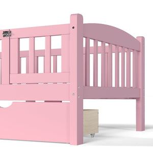 English Elm Metal Twin Over Full Bunk Bed White Steel Frame Space Saving Slat Support for Teens Pink W1580P383109