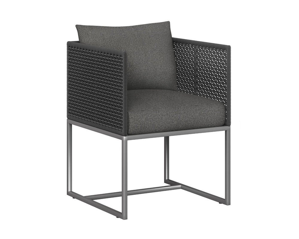 Sunpan CRETE DINING ARMCHAIR - DARK GREY - Modern, Durable, and Stylish Outdoor Seating for Elegant Spaces 109485