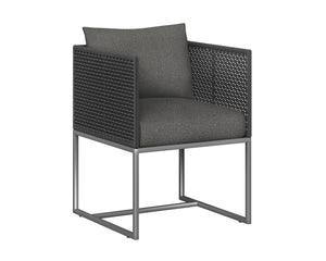 Sunpan CRETE DINING ARMCHAIR - DARK GREY - Modern, Durable, and Stylish Outdoor Seating for Elegant Spaces 109485