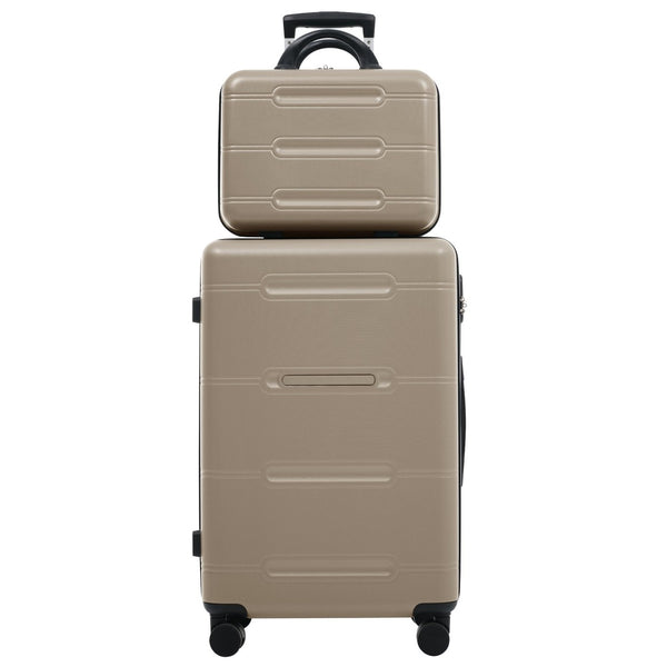 English Elm 6 Piece Hardshell Abs Travel Set with Spinner Wheels Combination Lock and Toiletry Bag Khaki N732P391465K