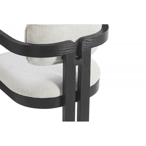 English Elm Modern Rustic Upholstered Dining Arm Chair with Sculptural Fluted Base, Curved Arms & Plush Comfort Black 24.5 L x 25.5 W x 40.5 H B011P366702