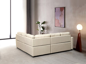 English Elm Sectional Sofa Bed - Stylish Beige Space-Saving Design For Small Living Rooms, Dorms & Offices B205S00035-GIGA