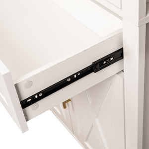 English Elm 71" Tall Arched Pantry Cabinet with Tempered Glass Door, Adjustable Shelves, Anti-Tip Kit & Metal Handles White W2917P384735