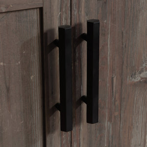 English Elm Credenza, Brown finish with adjustable shelves, concealed double-door storage, durable 1" top for display and workspace B356P367755