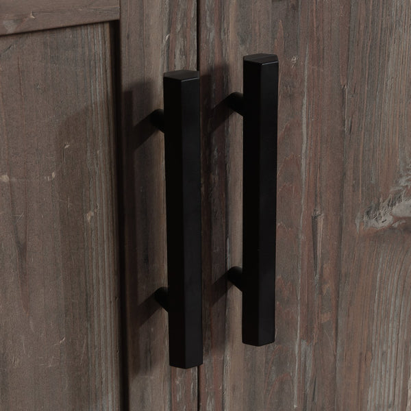 English Elm Credenza, Brown finish with adjustable shelves, concealed double-door storage, durable 1" top for display and workspace B356P367755