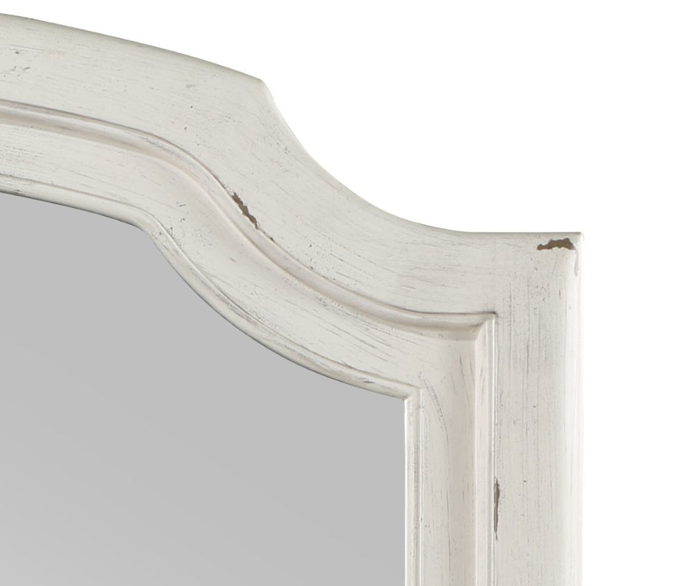 English Elm Jaqueline Ornate Resin Frame Wall Mirror with Beveled Glass and Antique White Finish B2726P453244