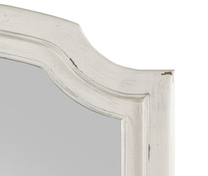English Elm Jaqueline Ornate Resin Frame Wall Mirror with Beveled Glass and Antique White Finish B2726P453244